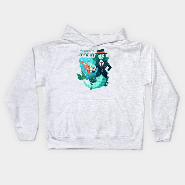 Mermaid Mafia Kids Hoodie by washburnillustration